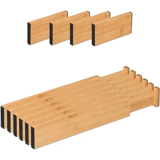 Relaxdays Schubladentrenner 34 bis 44 cm 10-tlg. natur