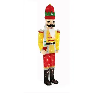 COSTWAY Weihnachts-Nussknacker-Figur, groß, beleuchtete Weihnachtsdekoration XXL, 166 cm Weihnachtsfigur mit LED-Lichtern