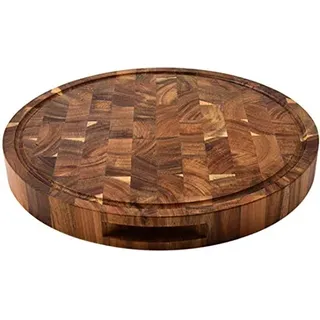 Qiaohome Schneidebretter aus Holz, Metzgerblock, Fleisch, dickes Brett, rund, Schneidebretter aus Holz
