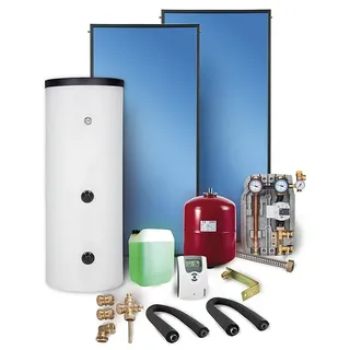 Sunex Solaranlage Paket Warmwasser Flachkollektoren 5,02m2 Solarspeicher 300 l Solar
