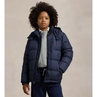 Polo Ralph Lauren für Jungen. 323969861002 Ripstop-Daunenjacke mit marineblauer Kapuze ((XL) 13/14Años= 163/174cm), Lässig, Recyceltes Polye
