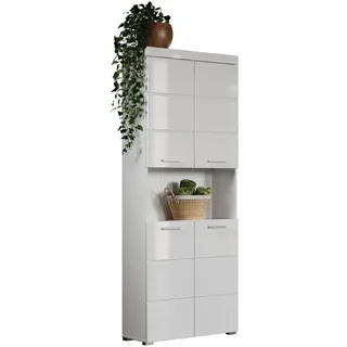 trendteam Amanda Hochschrank 73 x 190 x 31 cm Weiß Hochglanz MDF