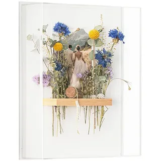 krasspedia Bilderrahmen DIY-Set "käthe" Brautstrauß aufbewahren, 24x30 cm, 7 cm tief, Brautstrauß, Hochzeit, Hochzeitsgeschenk, Brautschmuck, Trockenblumen weiß