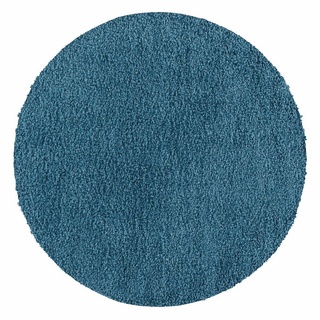 Teppich Unicolor - Einfarbig, Teppium, Rund, Höhe: 30 mm, Einfarbig Shaggy Teppich Wohnzimmer Langflor versch. farben und größen blau