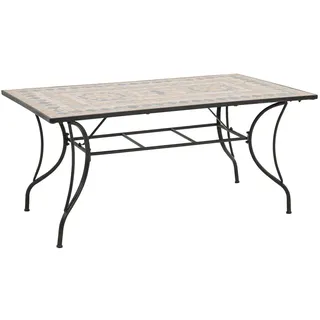OUTLIV. Gartentisch Mosaik, Rechteckig, Eisen, Robust und Wetterfest, Dunkel Mosaik/Schwarz; 160x90 cm