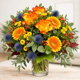 Herbstblumenstrauß - Herbstfeuer - Inklusive gratis Grußkarte