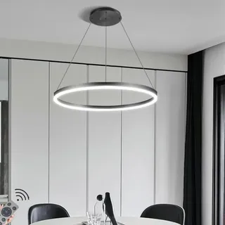 LED-Pendelleuchte Modern Dimmbar Hängeleuchte Ring Kreis Hängelampe Esstisch Pendellampe Aluminium Kronleuchter Decke Hänge Lampe Für,Kücheninsel,Wohnzimmer ( Color : Schwarz , Größe : 1 ring/40CM/28W