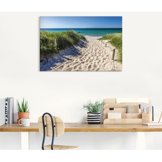 Wandbild ARTLAND "Weg zum Strand an der Ostsee" Bilder Gr. B/H: 90 cm x 60 cm, Leinwandbild Strandbilder Querformat, 1 St., blau Kunstdrucke
