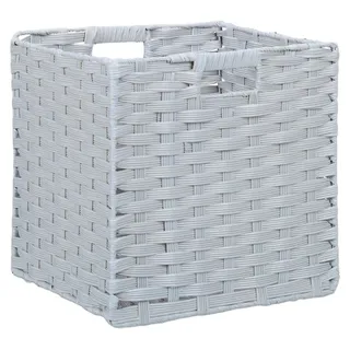 Relaxdays Aufbewahrungskorb quadratischer PP-Korb für Bad u. Kinderzimmer geflochten 31 x 32 x 30 cm grau