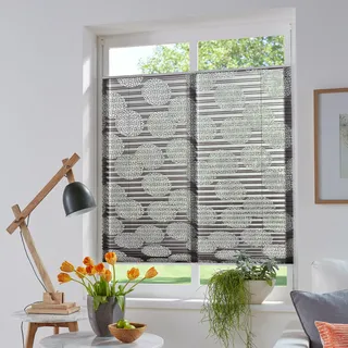 Plissee OTTO HOME "BELUM" Gr. 10, grau, B:70cm H:210cm, Obermaterial: 70% Baumwolle, 30% Polyester, Plissees, im Fixmaß, Ausbrenner, Kreise, Blumen, Klemmträger