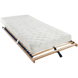 Sleeptex Matratzenset, Holz, 2-teilig, Birke, Buche, Schichtholz, H2, Höhe ca. 16 cm, 100x200 cm, Grüner Punkt, Lga, Textiles Vertrauen - Oeko-Tex®, Hohenstein, Made in Germany, DIN EN ISO 9001, Oeko-Tex® Standard 100, Härtegradauswahl, Bezug abnehmbar/waschbar, Ober- und Unterseite versteppt, wendbar, optimale Belüftung, mit Aloe Vera, Tragegriffe, atmungsaktiv, schadstoffgeprüft, bessere Druckentlastung durch Noppenstruktur, alternative Größen erhältlich,Federholzleisten verleimt, bewegliche