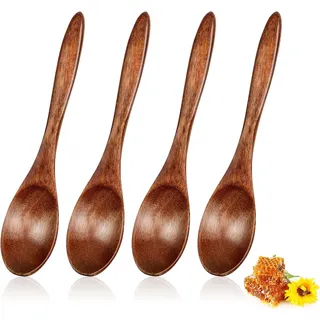 4PCS Kleine Holzlöffel, 14.5Cm Honiglöffel Für Tee Mini Holz Teelöffel Für Kaffe