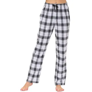 AIRIKE Damen Pyjamahose Warm Lang Baumwolle Weich Schlafanzughose Kariert Winter Nachtwäsche Freizeithose No.3762 M - M