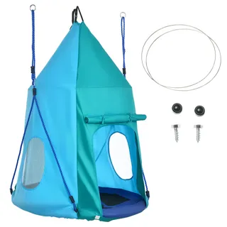 Blue Nest Schaukel – Abnehmbares Zelt – Durchmesser 100 Cm – Tragkraft 150 Kg – Verstellbares Seil 120–180 Cm