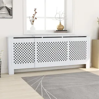 TANZEM MDF Heizkörperverkleidung, Heizkörperabdeckung, Heizung Verkleidung, Radiator Cover, Heizungsabdeckung, Verkleidung Heizkörper, Weiß 205 cm
