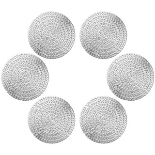 GLOBALDREAM Untersetzer Teller, 6 Stück Untersetzer Gläser Tischset Rund Vinyl Hohl Platzsets Abwischbar PVC Tischuntersetzer für Küche, Zuhause, Speisetisch (Silber, 10 cm, C01)