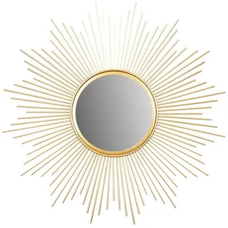 Levandeo® Dekospiegel, Sonnenspiegel Gold Ø 50cm Metall Deko Goldene Sonne Spiegel