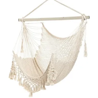 LuxusKollektion Hängesessel Hängesessel Baumwollseil Metallstange 150kg Indoor Outdoor Beige