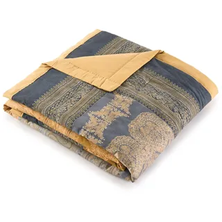Tagesdecke BASSETTI "BRUNELLESCHI", grau (grau, beige), Obermaterial: 100% Baumwolle CO. Futter: 100% Polyester PES. 100% Polyester PES., Tagesdecken, aus Baumwolle mit Paisleymuster