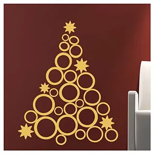 Weihnachten Wandaufkleber | Sticker Wall Sticker Christmas Tree Design - Wanddekoration Weihnachtsfeiern für Wohnzimmer Küche & Schlafzimmer | 70 x 55 cm