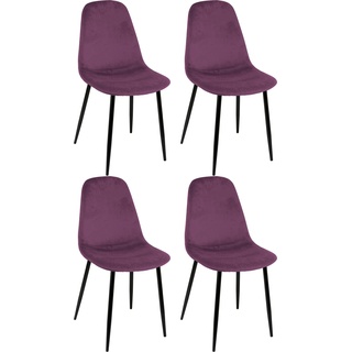 Polsterstuhl PAROLI "Skadi" Stühle Gr. B/H/T: 44 cm x 89 cm x 38 cm, 4 St., Velourstoff fein, Gestell in schwarz + Metall, lila Polsterstühle