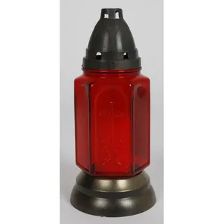 Buri - Glas-grablicht Öllicht Rot Kerze Echtwachs Trauer Friedhof Deko 30h, Höhe: 25cm