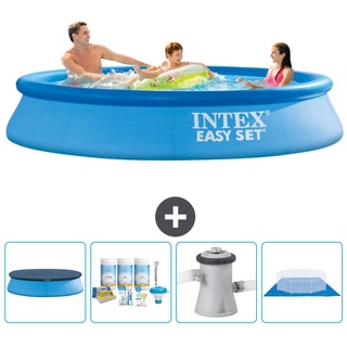 Intex runder aufblasbarer Easy Set-Pool – 305 x 61 cm – Blau – im Lieferumfang enthalten Abdeckung - Wartungspaket - Filterpumpe für Schwimm...