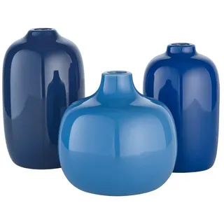 blomus Dekovase 3er Set -CEOLA- Blumenvase, Keramikvase: modernes Design (Set, 3 St., 3x Vase), widerstandsfähiges Keramik, Unikat, natürliches Design blau