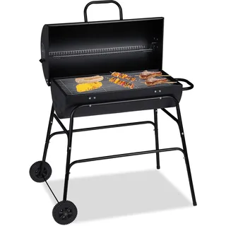 Relaxdays Holzkohlegrill XXL Grillwagen schwarz