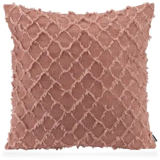 Dekokissen H.O.C.K. "Nuvole", rot (lachs, unifarben), B:60cm H:10cm L:60cm, Baumwolle, Polyester, Dekokissen_Sitzkissen_Kissenhüllen, Sofakissen inkl. Füllung, mit Fransen, Boho-Style