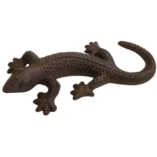 zeitzone Dekofigur Gecko Eidechse Echse Briefbeschwerer Gusseisen Antik-Stil Braun
