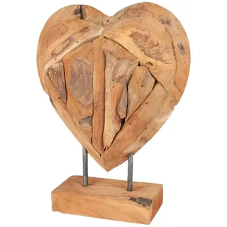 Buri Teak Herz Skulptur 30cm Holz Dekofigur