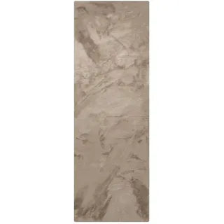 benuta nest Kunstfell-Teppich, Taupe, 80x240 cm