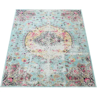 Paco Home In- & Outdoor Teppich Modern Orient Print Terrassen Teppich Türkis, Grösse:200x280 cm