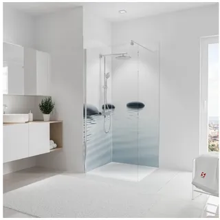Schulte Badrückwand DecoDesign Foto über Eck Zen Steine + Wasser, (Set, 2-tlg), Wandverkleidung, fugenloser Fliesenersatz, Duschrückwand weiß