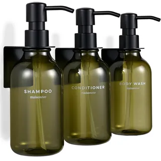 Shampoo Spender für Dusche 3er-Set - Duschgel Spender Wand Ohne Bohren | 500ml Shampoo Flaschen Zum Befüllen. Duschgelspender für Dusche, Hotels, Spas & Airbnb. Grün. 3er-Set.
