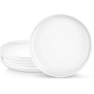 MALACASA, Serie REG, 10,5" Teller Set 6 Personen, Cremeweiße Porzellan Speiseteller, Geschirr für Spülmaschine und Mikrowelle, Pastateller, Frühstücksteller, Kuchenteller