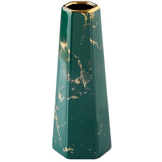 HCHLQLZ 20cm Grün Gold Marmor Vase Keramik Vasen Blumenvase Deko Dekoration