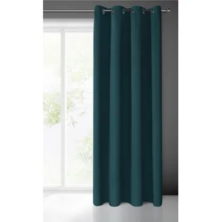 Eurofirany Vorhang Blickdicht, Blackout, Satin Verdunkelungsvorhang mit Ösen-1 STK. Ösenvorhang, Elegant, Glatt, Einfarbig, Wohnzimmer, Schlafzimmer, Petrol,