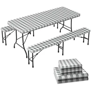 VOUNOT Tischdecke 3er Set 183 x 76 cm Grau