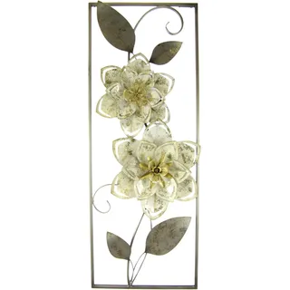 Bild I.GE.A. "Metallbild Blumen Blätter Blume Wanddeko Wandskulptur 3D Blüten" Bilder Gr. B/H: 29 cm x 74 cm, 1 St., beige (creme) Kunstdrucke
