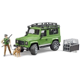 Bruder® Spielzeug-Auto 02587 Land Rover Defender Station Wagon, mit Förster und Hund Spielzeug Auto Jungs Grün grün