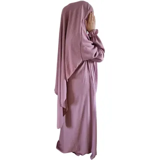 Yaqeen Abaya + Khimar Diamant-Diamant-Dreieck-Schliff-Set, langer Hijab-Muslim-Schal, Jilbab-Muslimisches Maxikleid Gebetskleid, Flieder - Einheitsgröße