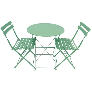 Dekoleidenschaft Balkonset Metall Bistroset grün, Outdoor Gartenmöbel Set, Balkonmöbel klappbar, (3-tlg., Set), Bistrotisch mit 2 Stühlen, Terrassenmöbel wetterfest grün