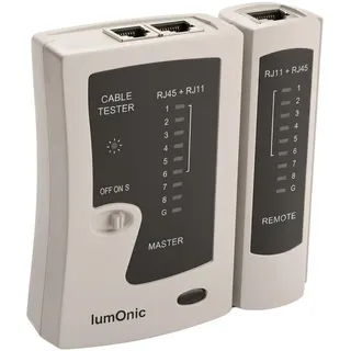 Lumonic Netzwerktester mit Remote-Einheit für RJ45 und RJ11, weiß - Master- und Remote-Einheit für Ethernetkabel, RJ45 und RJ11, Durchgangsprüfer, LAN-Tester, Netzwerkkabel-Tester