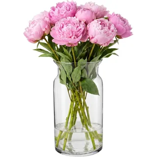 TREND FOR HOME Große Glasvase Hoch 29.5 cm Blumenvase Gross Bodenvase Glas Große Vase Amaryllis Vase Tulpen Runde Glasvase Zylinder Durchsichtig Vasen für Boden | Ø 16 cm | Sunflower