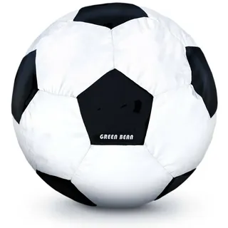 Green Bean Fußball-Sitzsack fertig befüllt 250L EPS Perlen - Kinder & Erwachsene - Weiß/Schwarz - Weiß