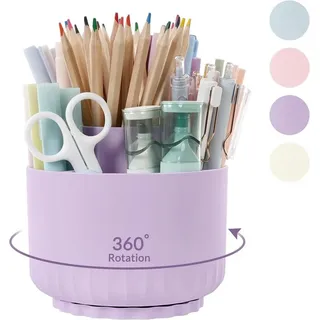FELIXLEO Küchenorganizer-Set Schreibtisch Organizer Drehbar 5 Fächer Stiftehalter Helllila