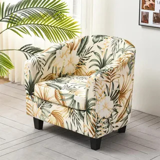 Morbuy Sesselbezug Stretch mit Armlehne, 2er Set Sessel Überzug Universal Sesselhussen Stretch Weich Sesselüberzug Elastisch Hussen für Clubsessel Cocktailsessel (Goldene Blume)