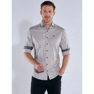engbers Herren Hemd mit Hahnentrittmuster Beige regular gemustert Haifisch - 6XL